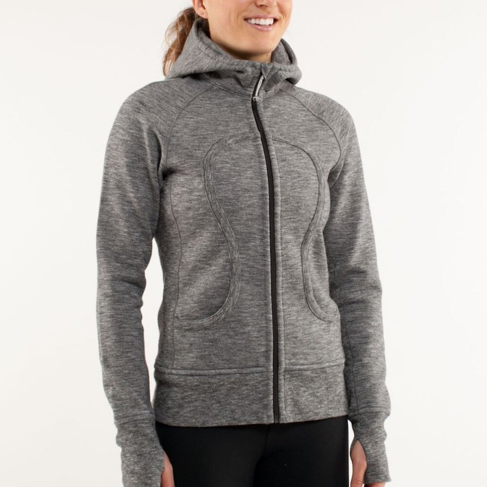 Lululemon Scuba Hoodie Deep Coal Silver Spoon Slub Salt & Pepper Size 6